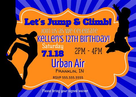 Urban Air Birthday Invitations Printable