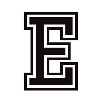 "Letter E sticker - black and white, sporty college font" Sticker for Sale by Mhea in 2024 ...