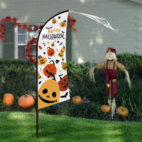 Halloween Yard Decorations, 7'4" Large Feather Flag Swooper Flag with ...