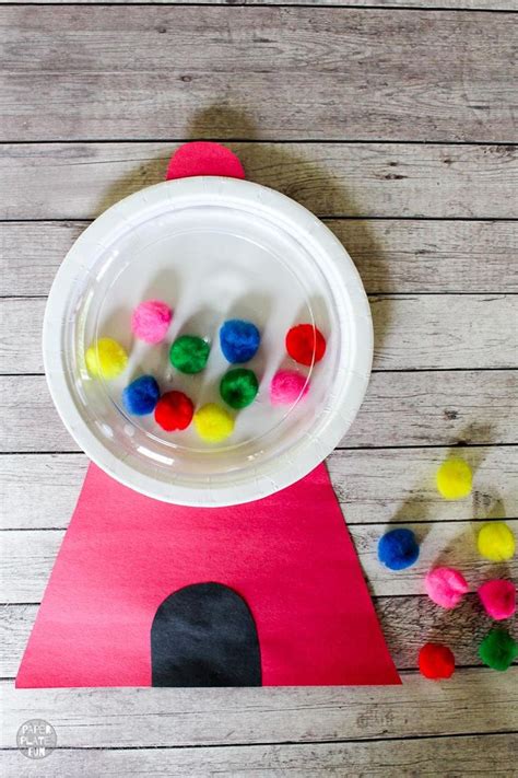 Such a sweet gumball machine kids craft that's made with paper plates ...