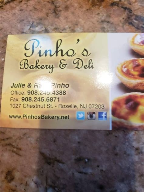 Menu at Pinho's Bakery, Roselle