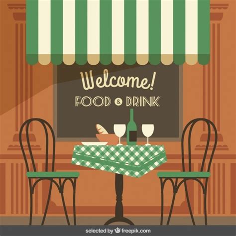 Ilustración vintage de terraza de café | Vector Gratis