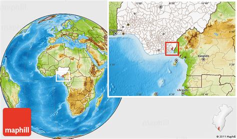 Physical Location Map of Calabar, highlighted country