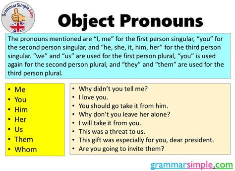 Examples Of Object Pronouns In Sentences