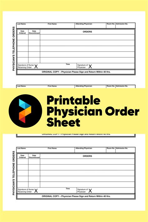 Physician Order Sheet - 10 Free PDF Printables | Printablee | Nursing school tips, Physician ...