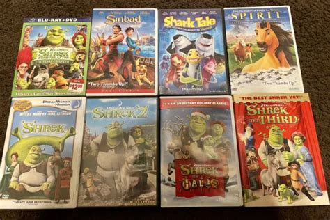 SHREK DREAMWORKS DVD Collection Lot 8 Movies (Shrek, Shark Tale, Spirit ...