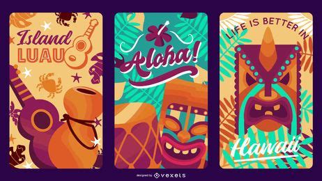 Hawaii Label Design Pack Vector Download