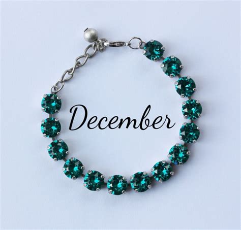 December Birthstone Bracelet 8mm Blue Zircon Swarovski