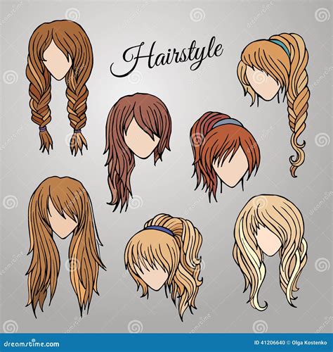 Different Cartoon Hairstyles Stock Vector - Illustration of elegant, long: 41206640