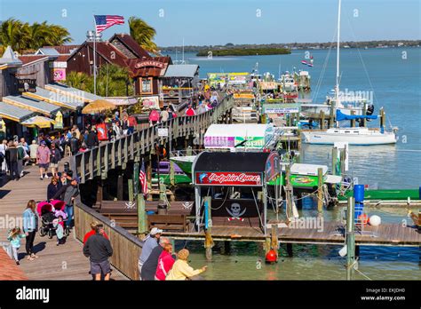 Tourists on the Boardwalk , John's Pass Village, Madeira Beach, Florida Stock Photo - Alamy