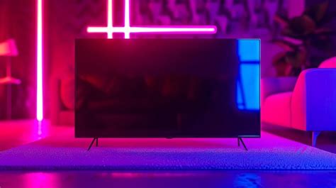 Premium Photo | Modern tv with neon lights in stylish living room