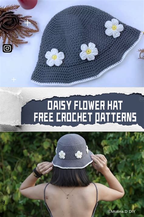 FREE Daisy Flower Hat Crochet Patterns - iGOODideas.com