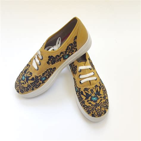 Floral Embroidered Shoes Sneakers Boho Style Shoes Mexican - Etsy