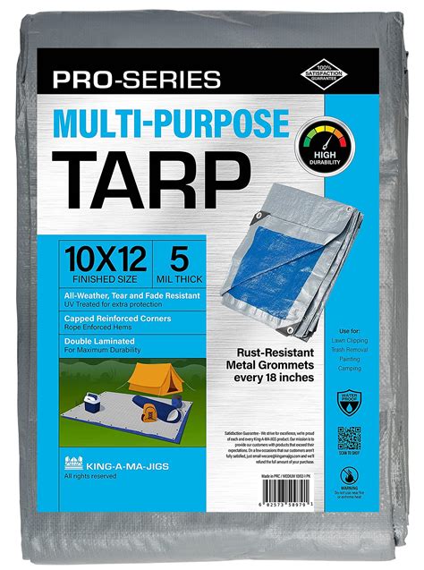 Buy 10x12 Ft Tarp, Waterproof Plastic Poly 5 Mil Thick Tarpaulin with ...