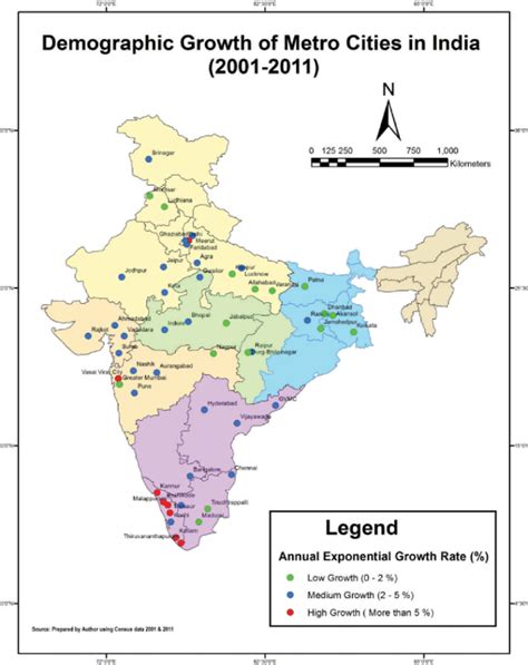 Demographic growth of metro cities in India (2001–2011). | Download Scientific Diagram