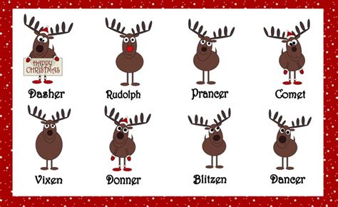 Santas Cartoon Reindeers With Names Sticker • Pixers® • We live to change