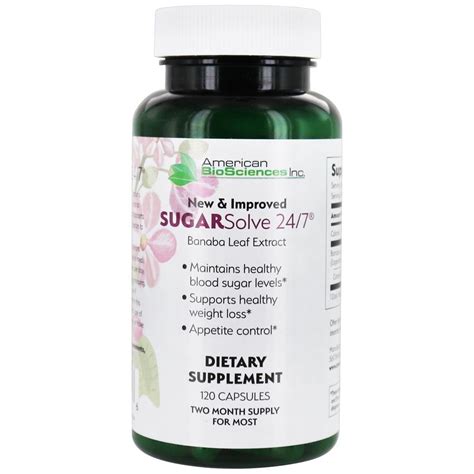 American BioSciences - Sugar Solve 24/7 Banaba Leaf Extract - 120 Capsules - Walmart.com ...