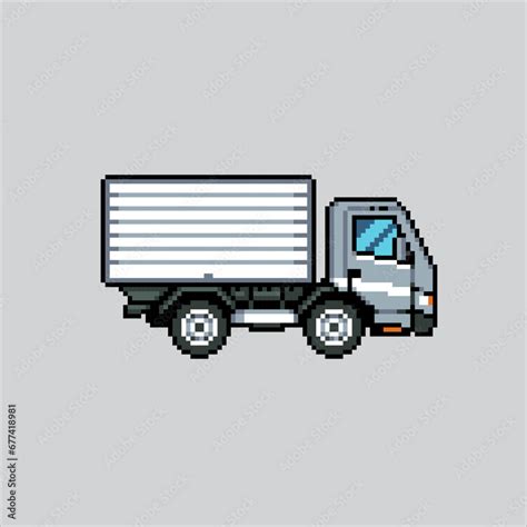 Pixel art illustration Box Truck. Pixelated Box Truck. Box Truck Container pixelated for the ...