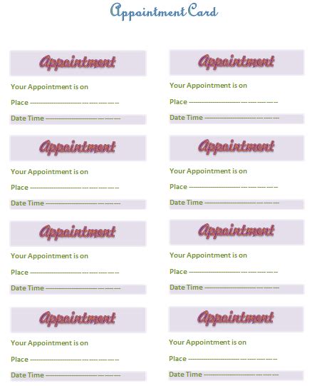 Appointment Card Template | Free Word Templates