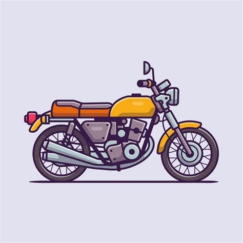 Retro Motorbike Cartoon Icon Illustration