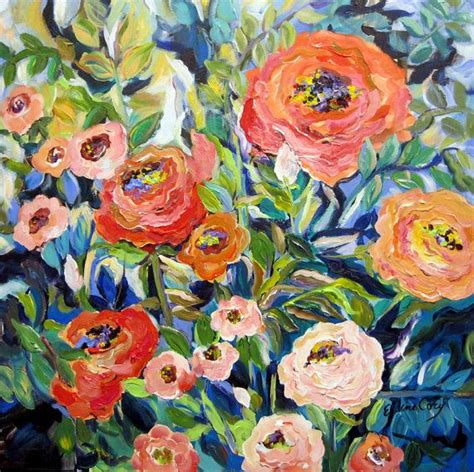 Rose Garden Large Landscape Original Painting 36 x 36 Fine | Etsy ...