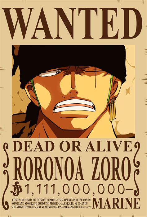 RORONOA ZORO wanted poster one piece vintage by shirovexel | Zoro, Roronoa zoro, One piece photos