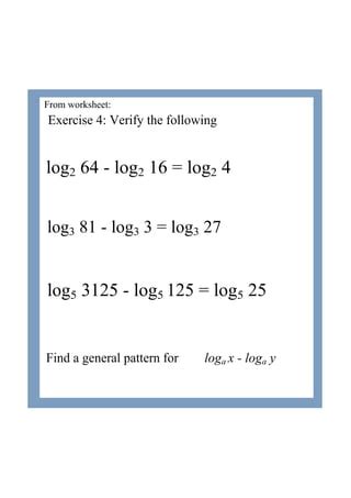 4) logarithms laws | PDF - Worksheets Library