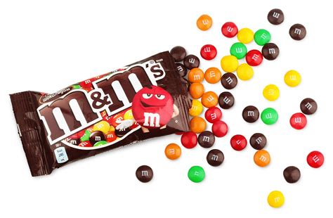 Colorful M&M's Candy Spilling Out of Bag