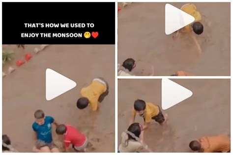 Viral Video of Kids Enjoying & Playing in a Puddle on a Rainy Day Will ...