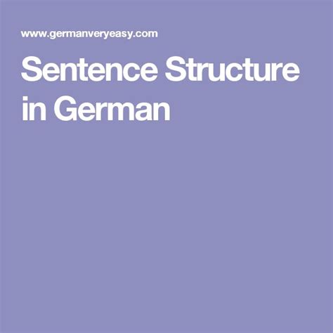 Sentence Structure in German | Sentence structure, German language ...