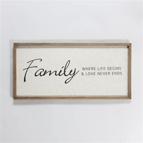 "Family" Inspirational Quote Wooden Wall Plaque with Frame Decor ...