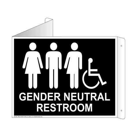 Gender Neutral Restroom Sign With Symbol RRE-25320Tri-WHTonBLK Restrooms