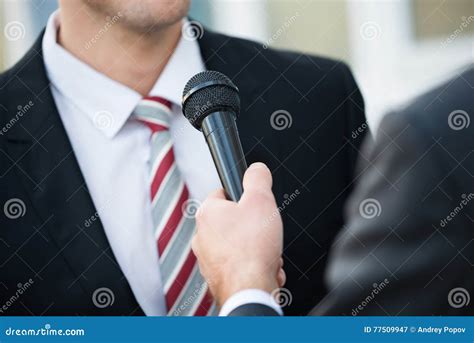 Journalist Taking Interview of Businessman Stock Image - Image of ...