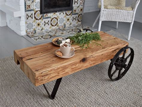 Unique Industrial factory Cart Coffee Table Vintage Industrial Reclaimed barn Wood Antiqu ...