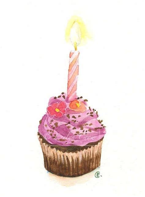 Cupcake 38 Original Watercolor Painting 8x6 inches