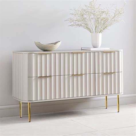 Modern 6-Drawer White Bedroom Dresser for Storage in Gold | White dresser bedroom, Bedroom ...