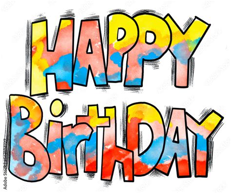 Happy Birthday Cartoon Words PNG transparent background Stock Illustration | Adobe Stock