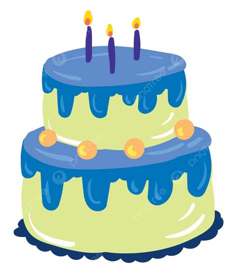 Pastel De Fondant Azul Para El Vector De Cumpleaños O Ilustración En ...