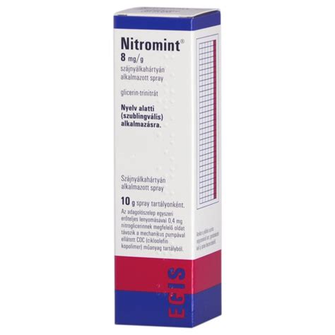 NITROMINT 8 mg/g szájnyálkahártyán alkalmazott spray 10 g