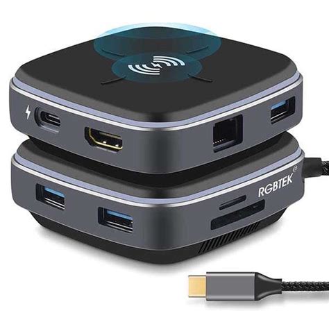 RGBTEK USB-C Docking Station with Wireless Charging Pad | Gadgetsin