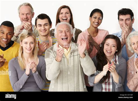 Group of people clapping Stock Photo - Alamy