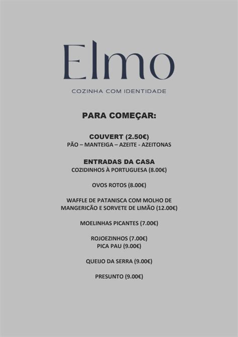 Menus 2024 - Elmo Restaurante in Baião | TheFork