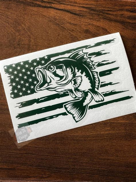 Bass Fish Decal USA Fishing Decal Fish Sticker USA | Etsy