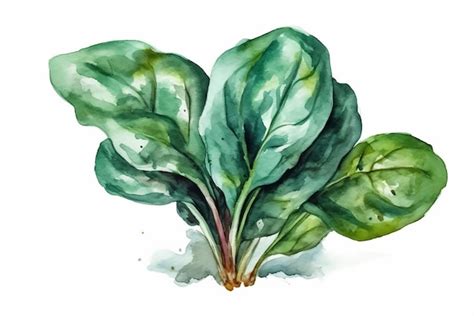 Premium AI Image | A watercolor painting of spinach leaves.