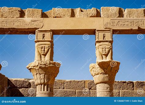 Ancient Egyptian Columns at Philae Temple in Aswan Stock Image - Image of aswan, column: 136687749