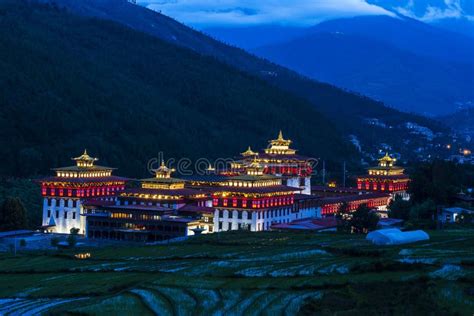 Trashi Chhoe Dzong in Night , Thimphu , Bhutan Stock Image - Image of ...