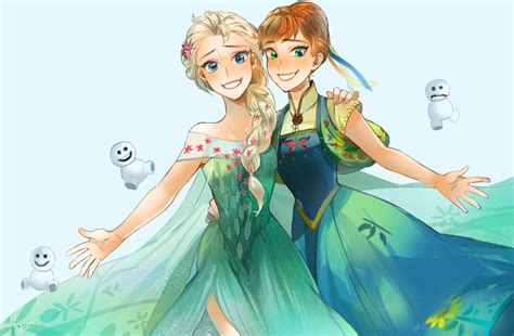 Elsa and Anna - Frozen Fever Fan Art (38718751) - Fanpop