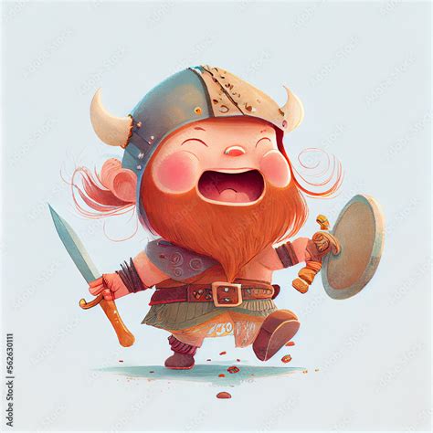 Cartoon. Cute viking smiling. generative ai Stock Illustration | Adobe ...