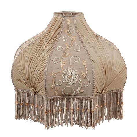 Victorian Antique Buff Pleated Chiffon and Embroidered Panels Lamp Shade - Large 06973 | B&P ...