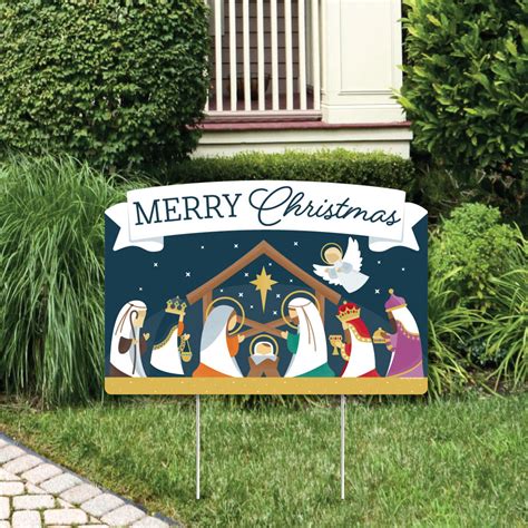 Holy Nativity - Manger Scene Religious Christmas Yard Sign Lawn Decorations - Merry Christmas ...